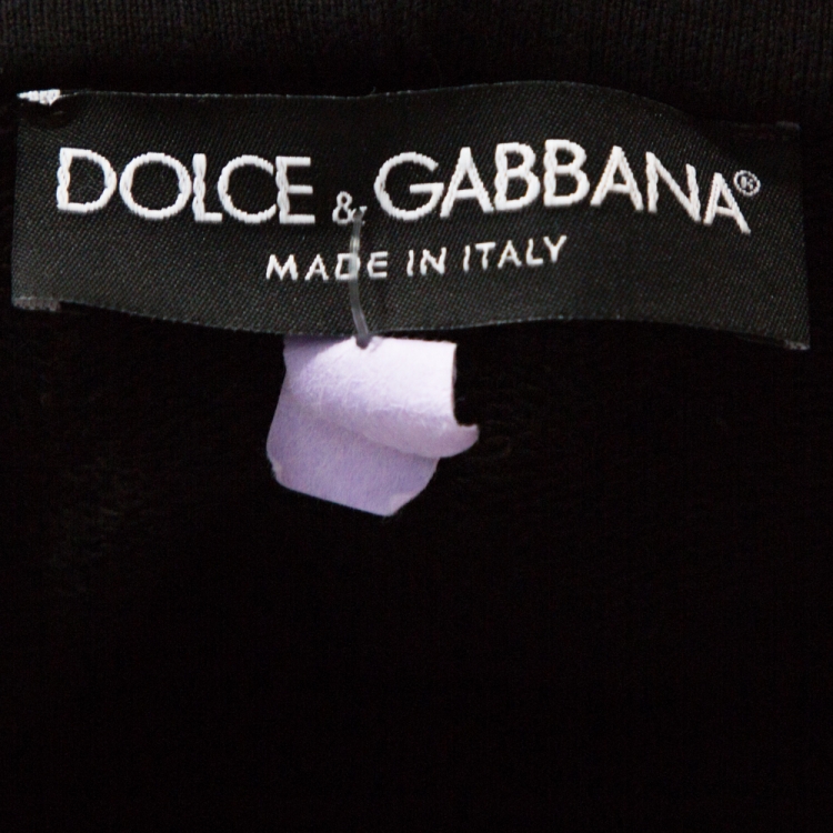 Pre Owned Dolce & Gabbana Black Logo Embroidered Cotton Hoodie L