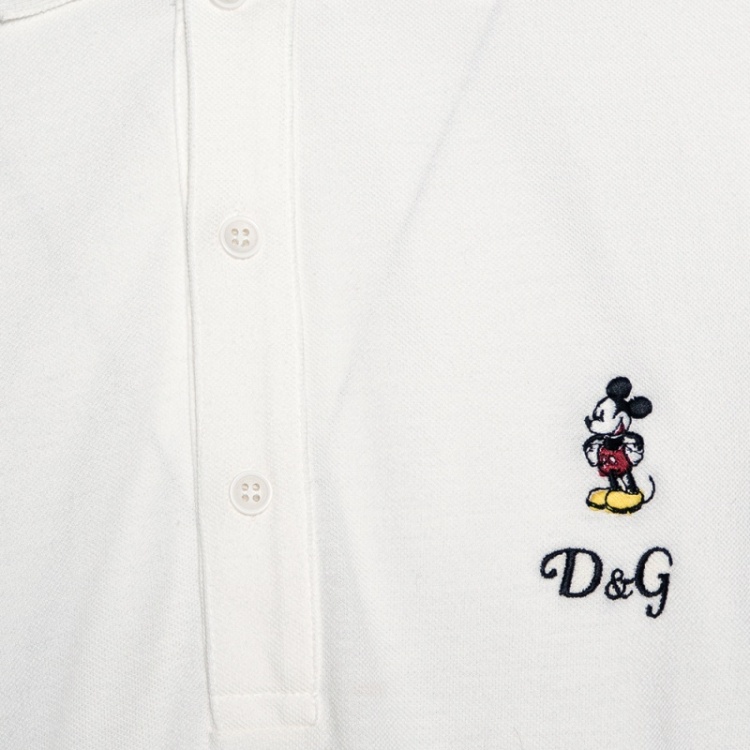 Pre Owned Dolce & Gabbana White Cotton Pique Disney Patch Polo T Shirt XXL