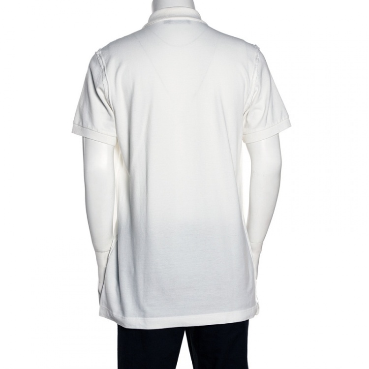 Pre Owned Dolce & Gabbana White Cotton Pique Disney Patch Polo T Shirt XXL