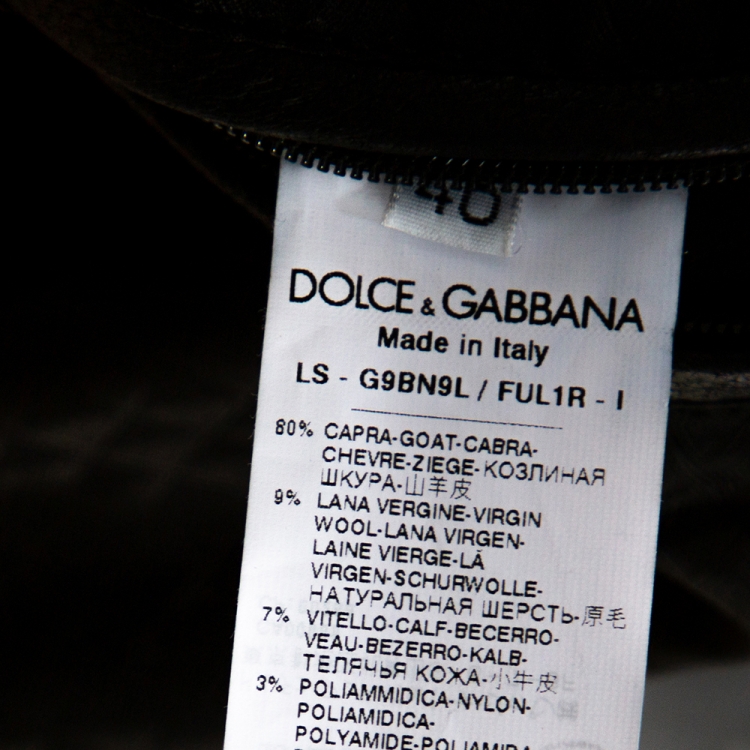 مملوكة مسبقًا Dolce & Gabbana Black Leather Zip Front Bomber Jacket S