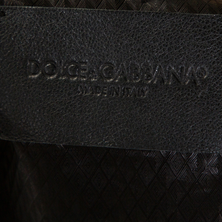 مملوكة مسبقًا Dolce & Gabbana Black Leather Zip Front Bomber Jacket S