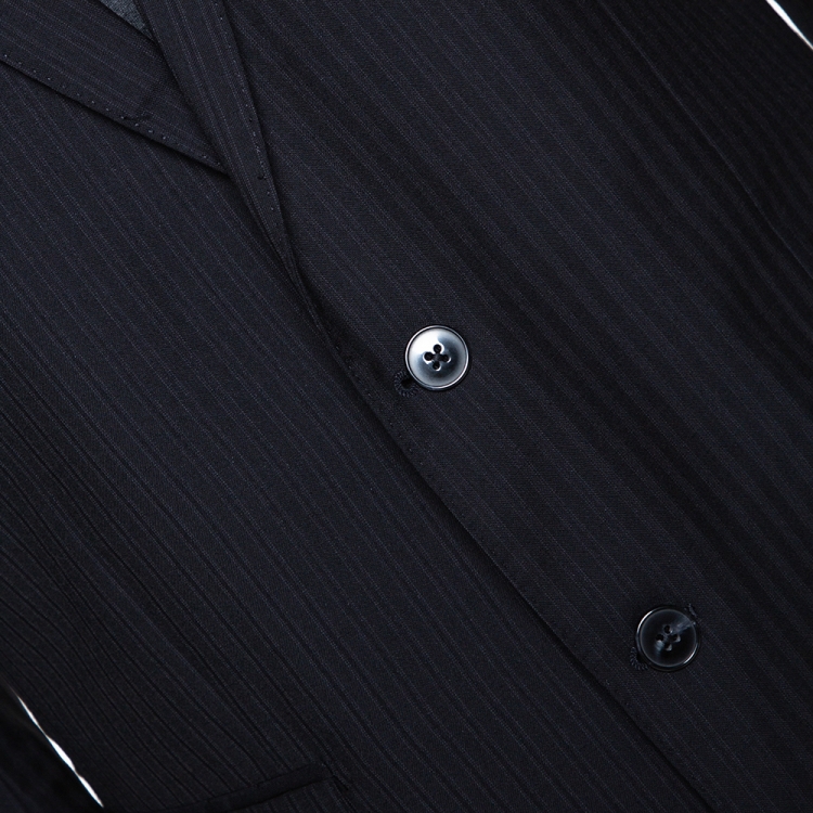 Pre Owned Dolce & Gabbana Black Striped Wool Tailored Suit XXL