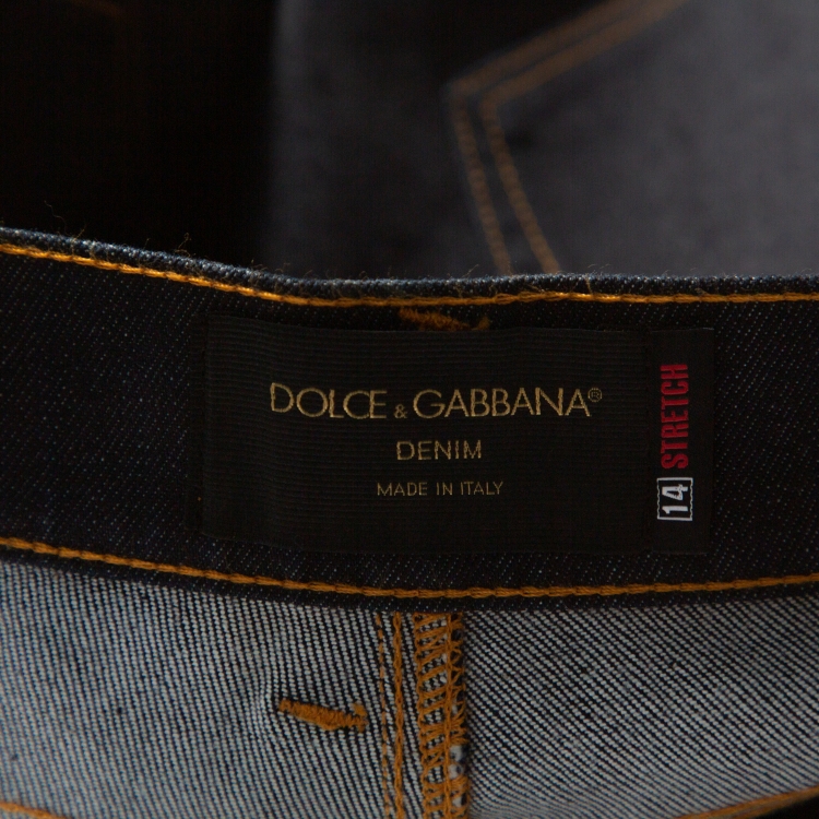 Pre Owned Dolce & Gabbana Dark Blue Stretch Denim Regular Fit Jeans L
