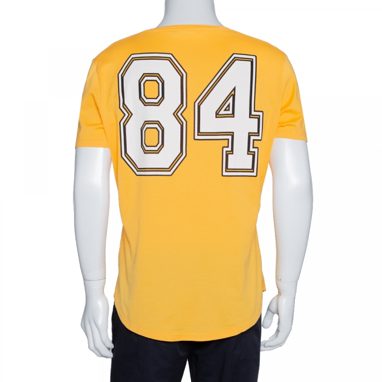 Pre Owned Dolce & Gabbana Yellow Cotton High School of Love Print T Shirt S