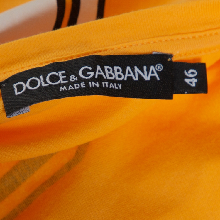 Pre Owned Dolce & Gabbana Yellow Cotton High School of Love Print T Shirt S