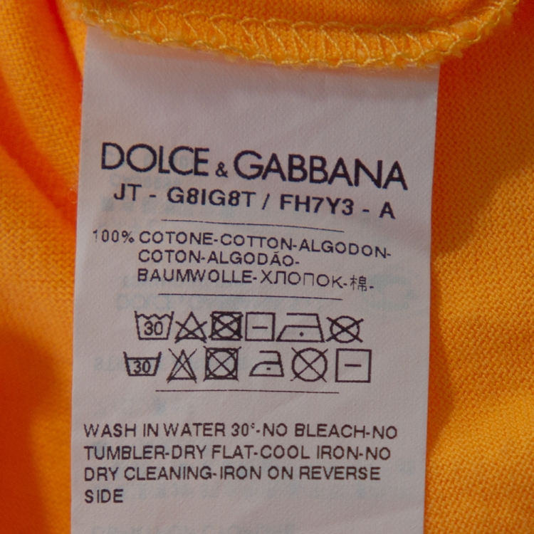 Pre Owned Dolce & Gabbana Yellow Cotton High School of Love Print T Shirt S