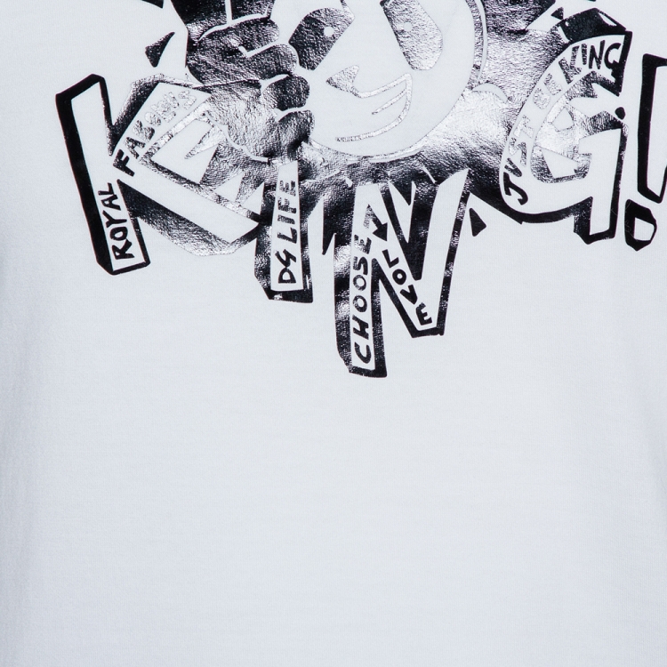 Pre Owned Dolce & Gabbana White Cotton Panda King Print T-Shirt M