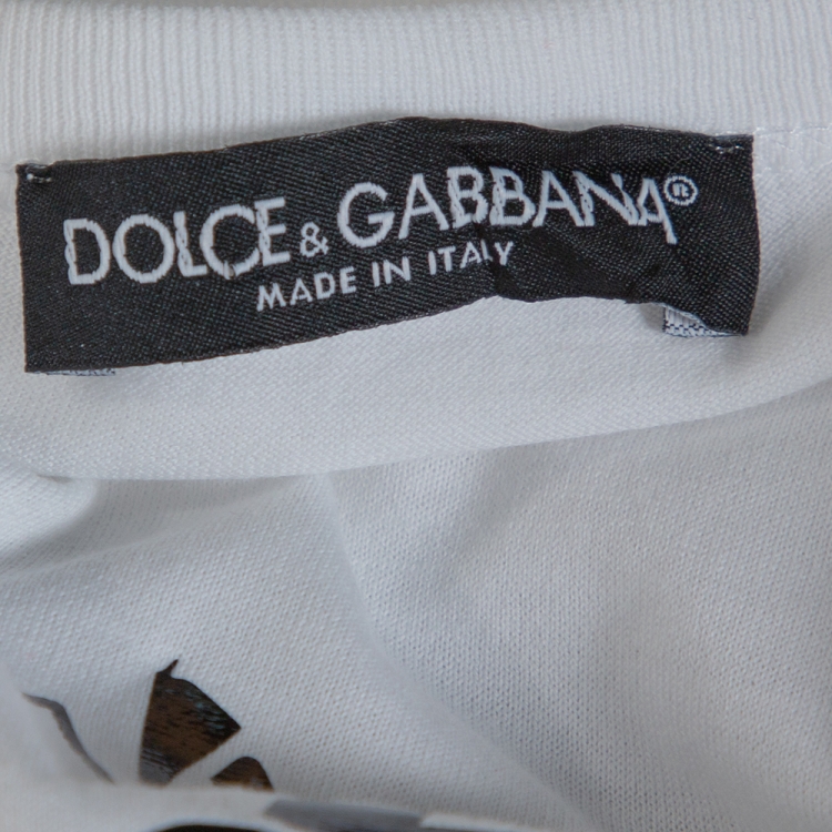 Pre Owned Dolce & Gabbana White Cotton Panda King Print T-Shirt M