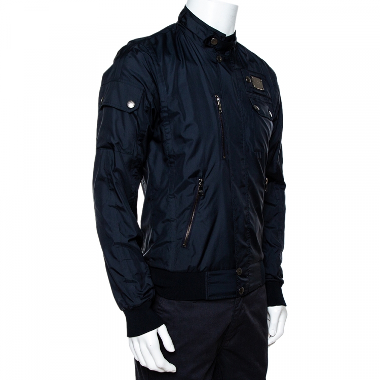 Dolce Gabbana Dark Blue Zip Front Bomber Jacket S Dolce