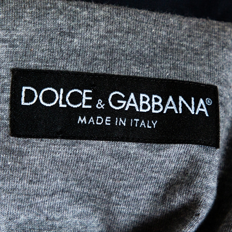 مملوكة مسبقًا Dolce & Gabbana Dark Blue Zip Front Bomber Jacket S