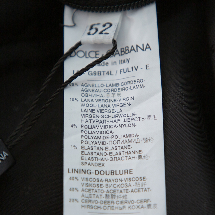 Pre Owned Dolce & Gabbana Black Leather Bomber Jacket XL