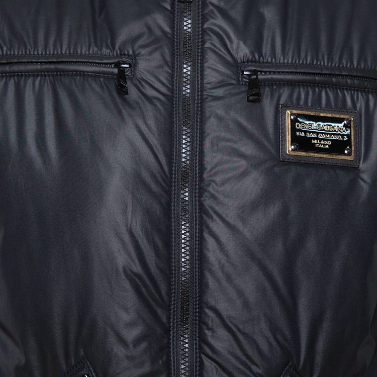 Pre Owned Dolce & Gabbana Black Quilted Vest Detail Zip Front Jacket L