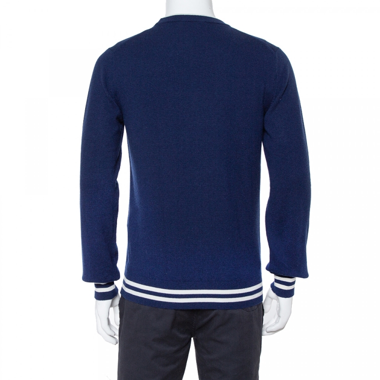Pre Owned Dolce & Gabbana Navy Blue Crown Logo Cashmere Jumper M