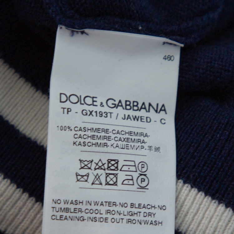 Pre Owned Dolce & Gabbana Navy Blue Crown Logo Cashmere Jumper M