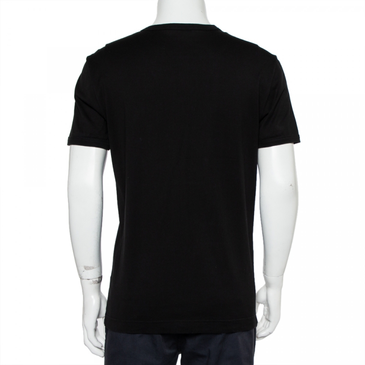 Pre Owned Dolce & Gabbana Black Bee Crown Embroidered Cotton Crewneck T-Shirt L