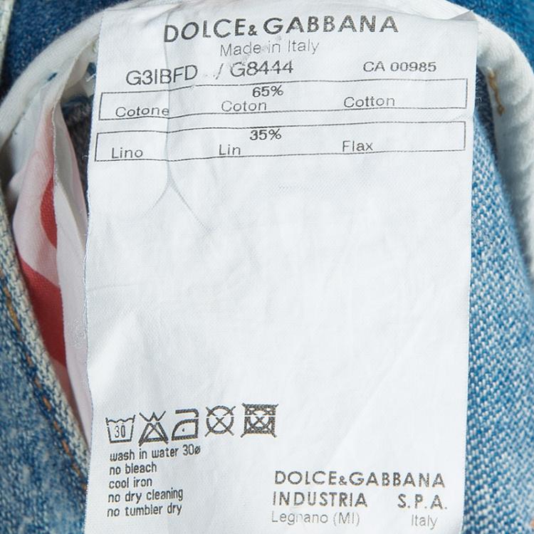 مملوكة مسبقًا Dolce and Gabbana Blue Light Wash Denim Faded Distressed Jeans L