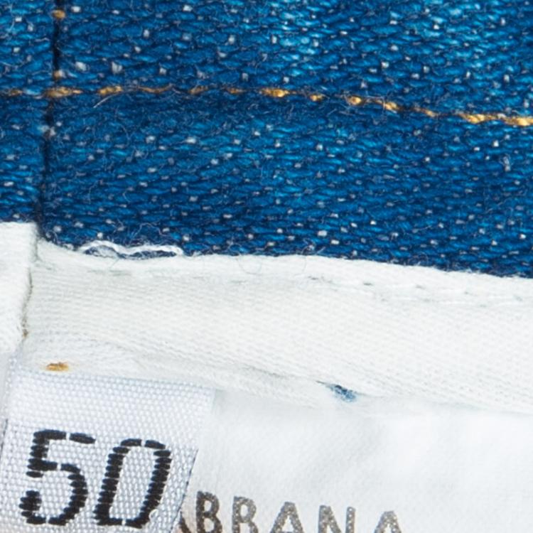 مملوكة مسبقًا Dolce and Gabbana Blue Light Wash Denim Faded Distressed Jeans L