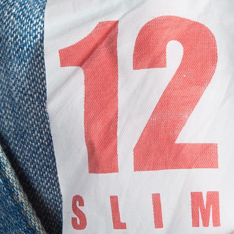 مملوكة مسبقًا Dolce and Gabbana Blue Light Wash Denim Faded Distressed Jeans L