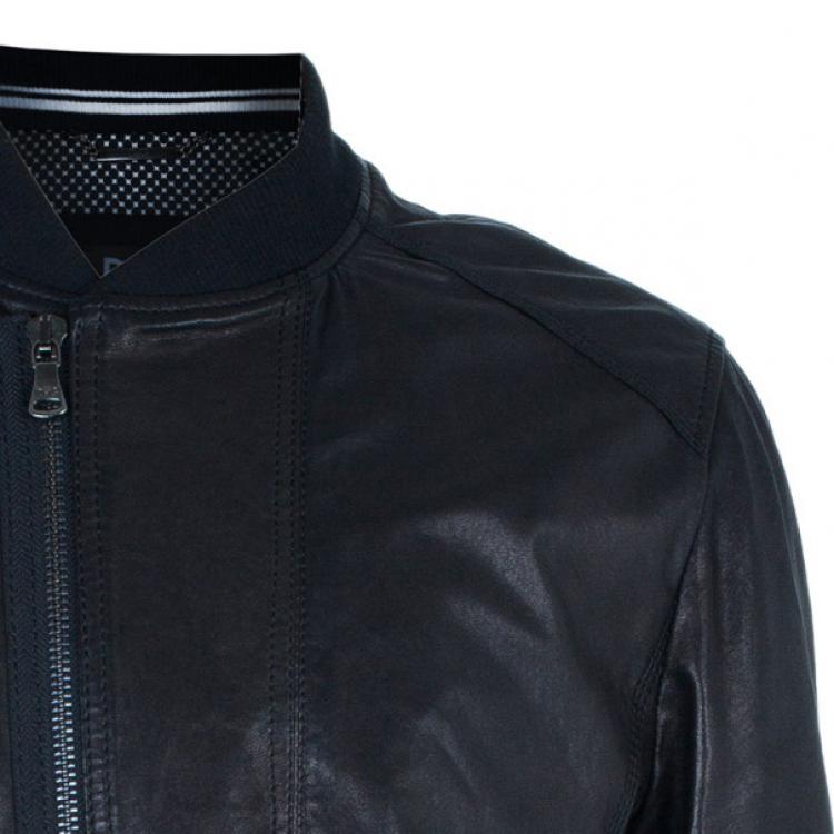 Pre Owned Dolce and Gabbana Black Classic Leather Jacket L