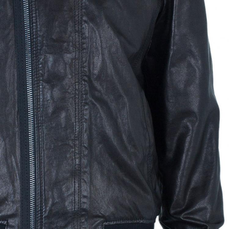 Pre Owned Dolce and Gabbana Black Classic Leather Jacket L