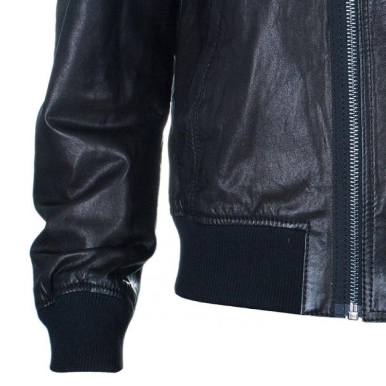 Pre Owned Dolce and Gabbana Black Classic Leather Jacket L