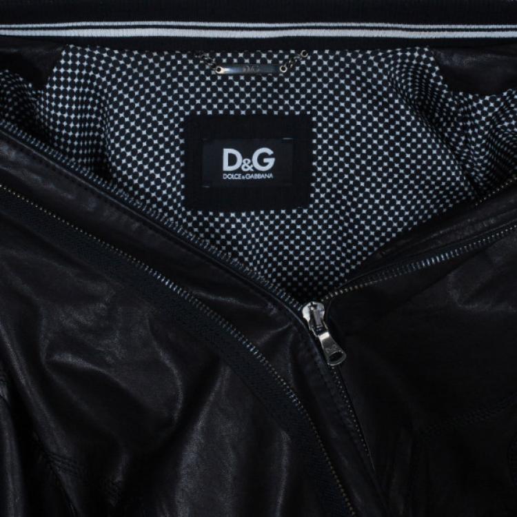 Pre Owned Dolce and Gabbana Black Classic Leather Jacket L