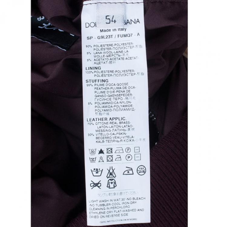 Pre Owned Dolce and Gabbana Maroon Puffer Jacket L