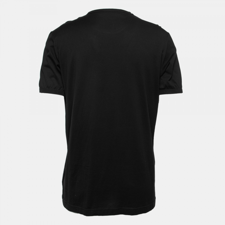 Pre Owned Dolce & Gabbana Black Printed Cotton Short Sleeve T-Shirt XXL