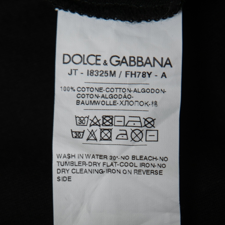 Pre Owned Dolce & Gabbana Black Printed Cotton Short Sleeve T-Shirt XXL
