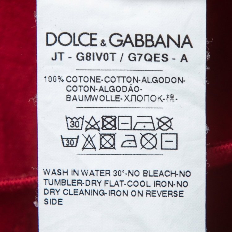Pre Owned Dolce & Gabbana Red Logo Printed Cotton Short Sleeve T-Shirt L