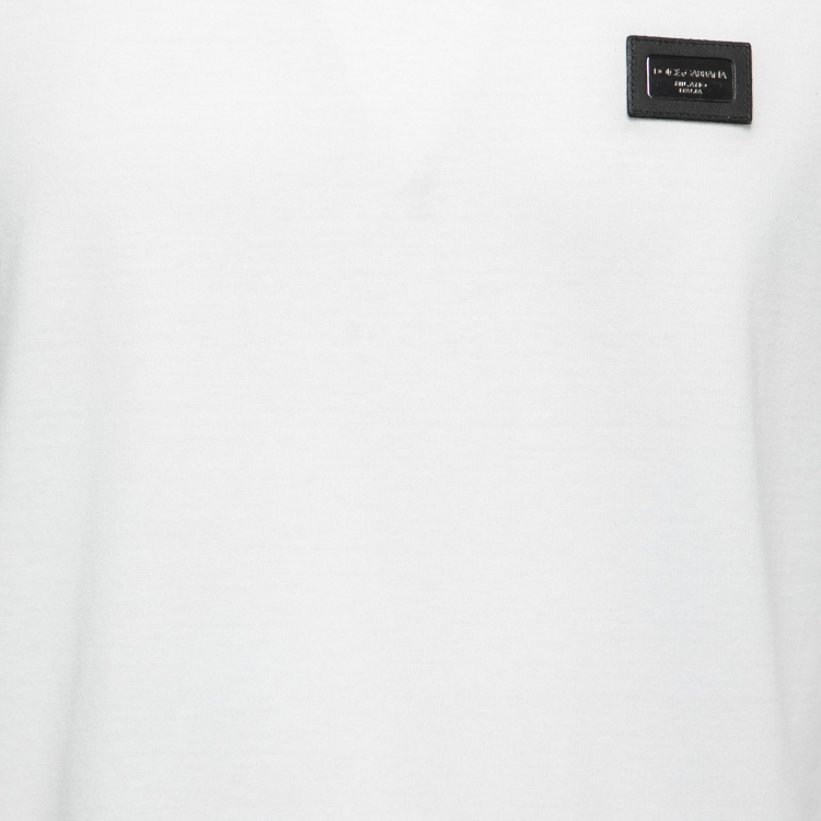 Pre Owned Dolce & Gabbana White Jersey Plaque Detail Crew Neck T-Shirt XL