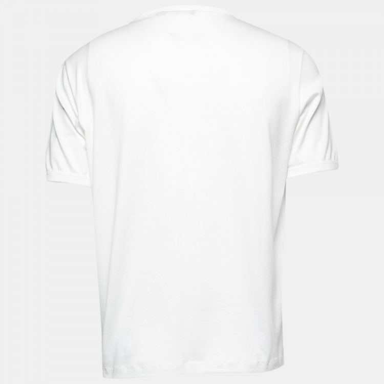 Pre Owned Dolce & Gabbana White Jersey Plaque Detail Crew Neck T-Shirt XL