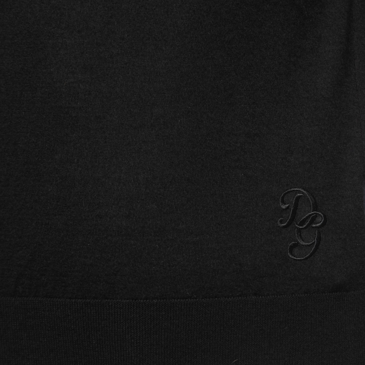Pre Owned Dolce & Gabbana Black Cashmere Logo Embroidered V-Neck Sweater S