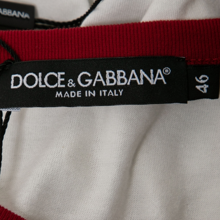 Pre Owned Dolce & Gabbana White Cotton Printed Crewneck T-Shirt S