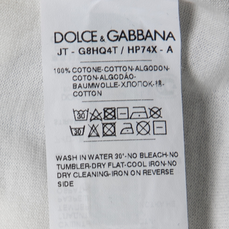 Pre Owned Dolce & Gabbana White Cotton Printed Crewneck T-Shirt S