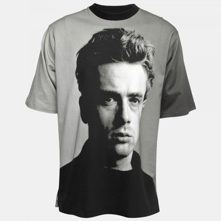 Pre Owned Dolce & Gabbana Grey Cotton James Dean Printed Crewneck T-Shirt M