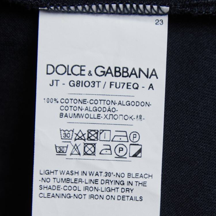 Pre Owned Dolce & Gabbana Navy Blue Cotton V-Neck T-Shirt XS