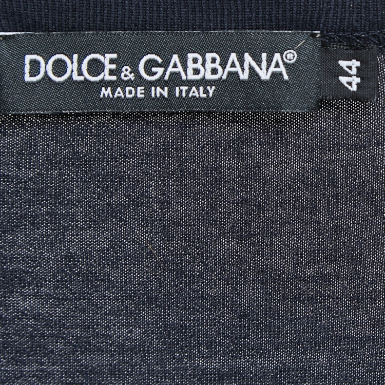 Pre Owned Dolce & Gabbana Navy Blue Cotton V-Neck T-Shirt XS