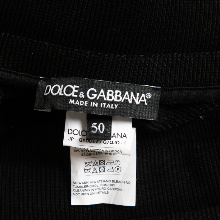 Pre Owned Dolce & Gabbana  Black Cotton Side Velvet Trim Detail Joggers L