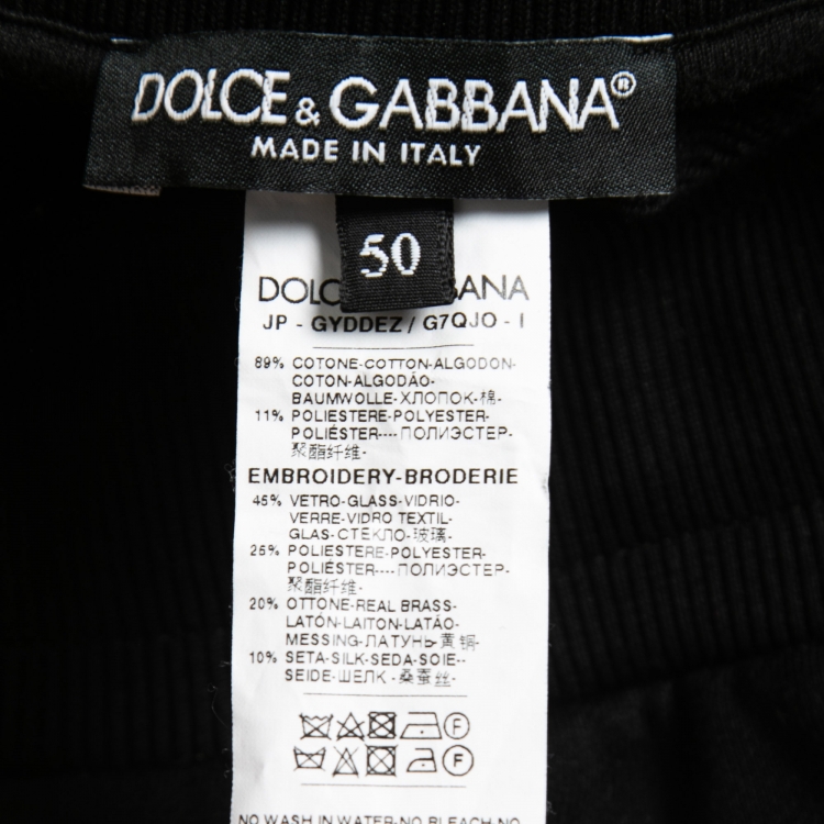 Pre Owned Dolce & Gabbana  Black Cotton Side Velvet Trim Detail Joggers L