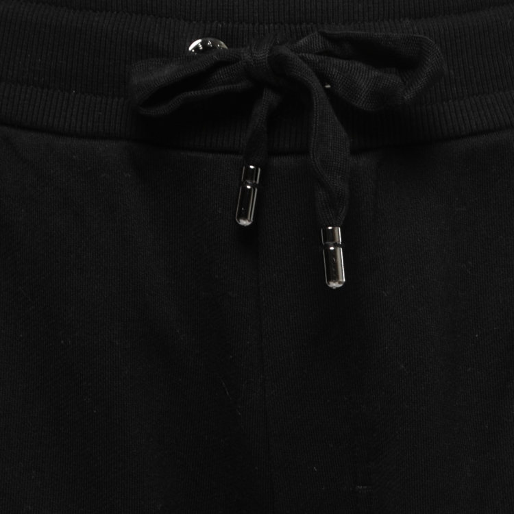 Pre Owned Dolce & Gabbana  Black Cotton Side Velvet Trim Detail Joggers L