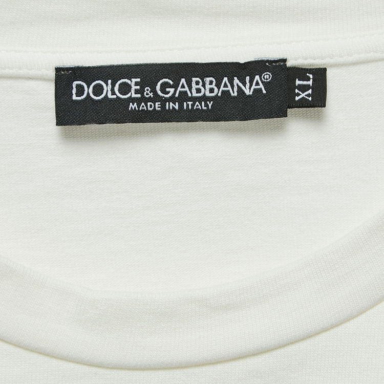 Pre Owned Dolce & Gabbana Off-White Cotton Logo Print Cotton Oversized T-Shirt XL