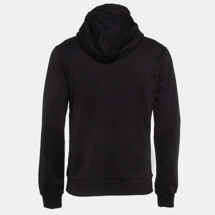 Pre Owned Dolce & Gabbana Black Logo Embroidered Cotton Knit Hoodie M