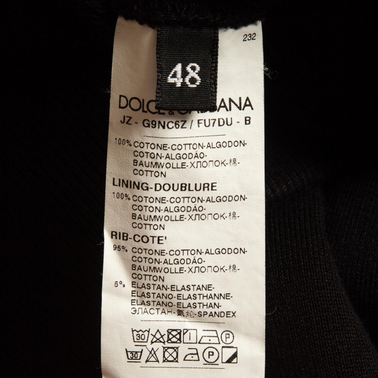 Pre Owned Dolce & Gabbana Black Logo Embroidered Cotton Knit Hoodie M