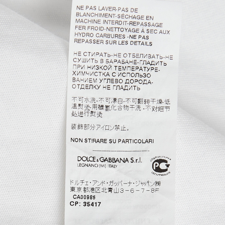 Pre Owned Dolce & Gabbana White Crown Embroidered Cotton Crew Neck T-shirt L