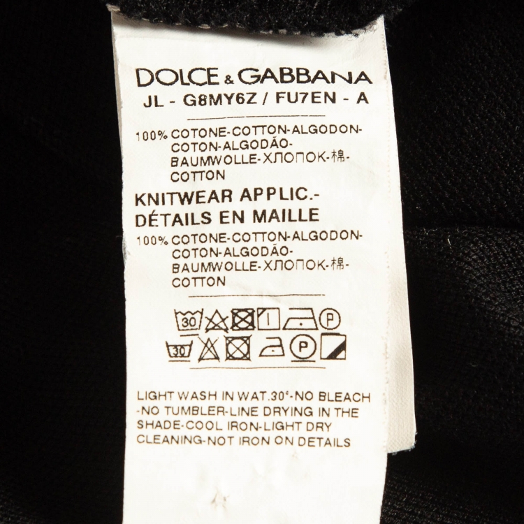 Pre Owned Dolce & Gabbana Black Leopard Print Collar Cotton Polo T-Shirt 5XL