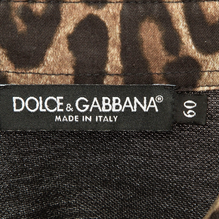 Pre Owned Dolce & Gabbana Black Leopard Print Collar Cotton Polo T-Shirt 5XL