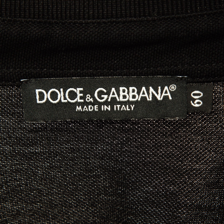 Pre Owned Dolce & Gabbana Black Cotton Pique Polo T-Shirt 5XL