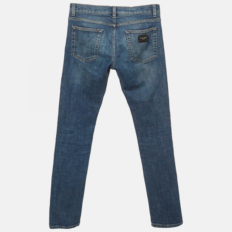 Pre Owned Dolce & Gabbana Blue Denim Skinny Jeans S Waist 46"