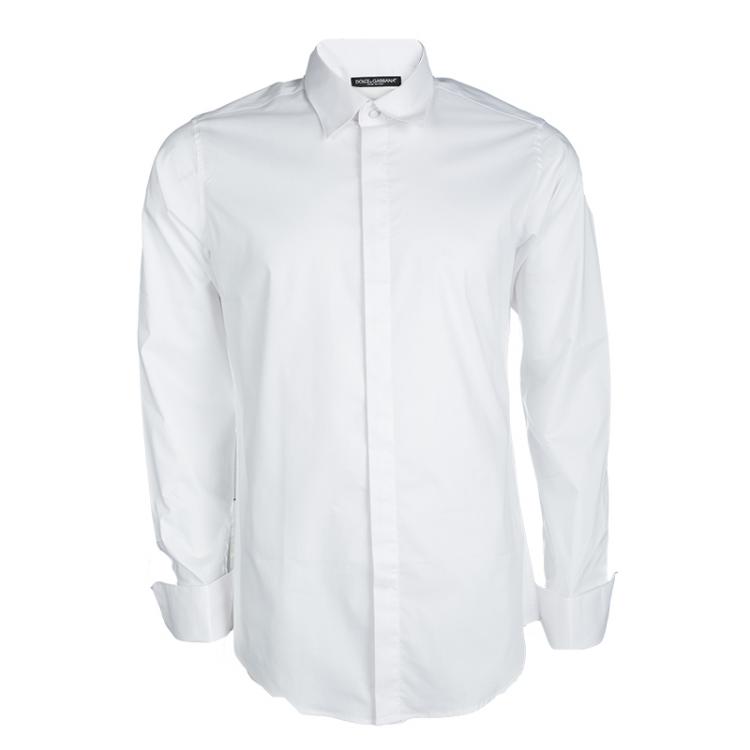 White cotton shirt gold buttons, Men, Shirts, Shop